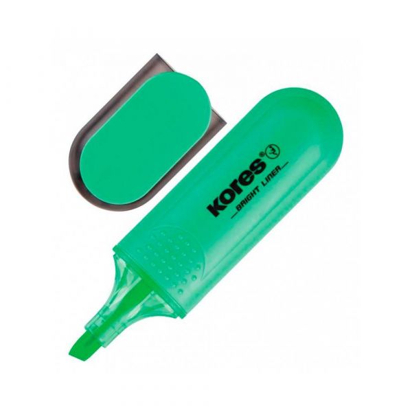 Текстовыделитель Kores Bright liner скошенный пишущий наконечник 1-5мм зеленый